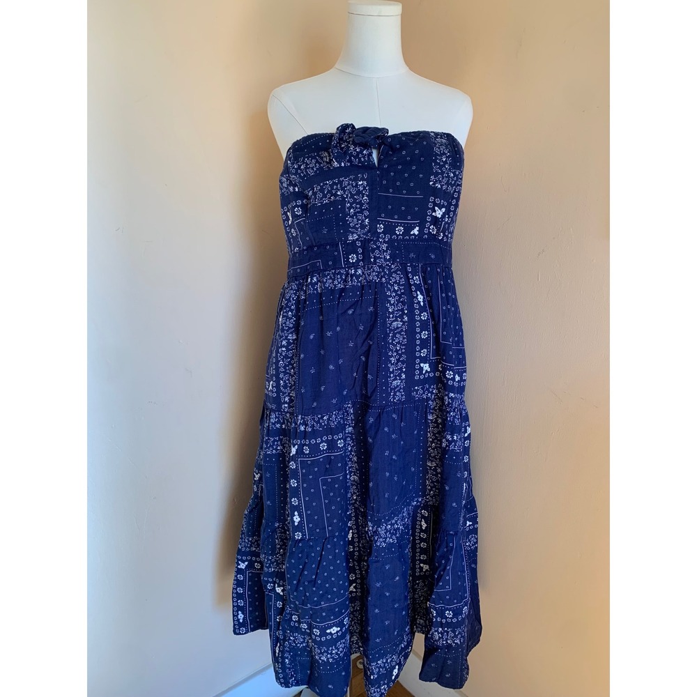 Universal Thread Blue Bandana Print Strapless Midi Dress XL